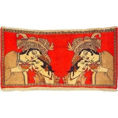 One Of The Kind Persian Yazd Rug 3'1" x 1'6"